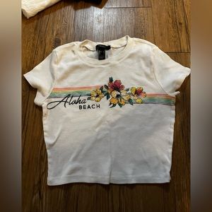 Summery white t-shirt with graphics  in good condition